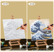 Peinture 3D en résine DIY - Grande vague Kanagawa - 34x34cm
