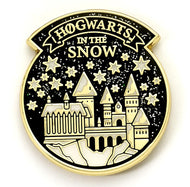HARRY POTTER - Poudlard sous la Neige - Carte de Voeux avec Pin's