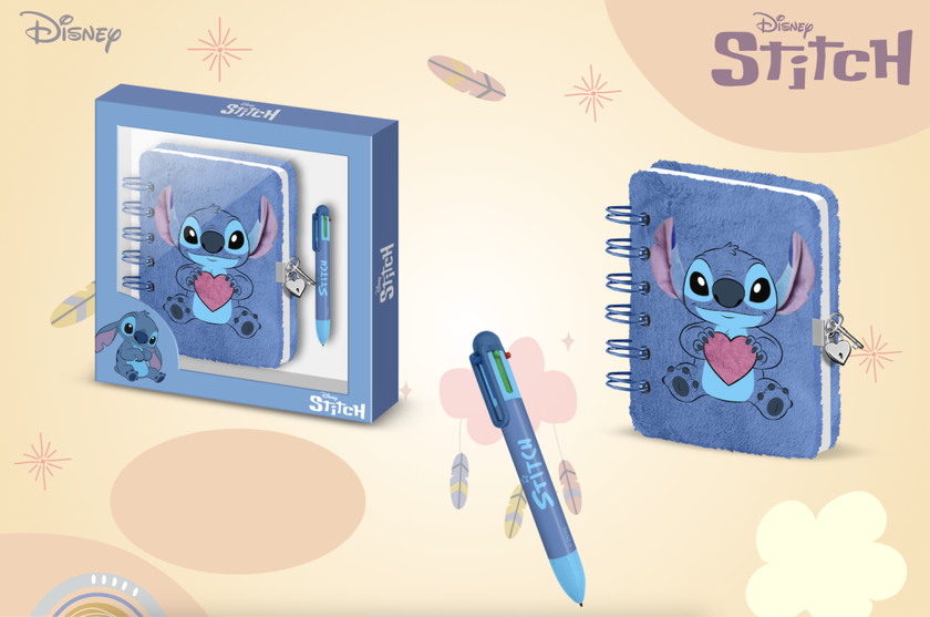 STITCH - Love - Gift Box - Journal Intime Fourrure + Stylo