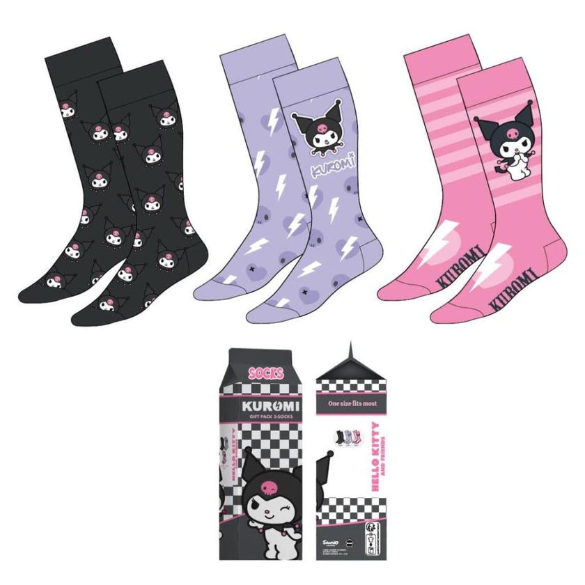 KUROMI - Pack de 3 Paires de Chaussettes (Taille 36-43)