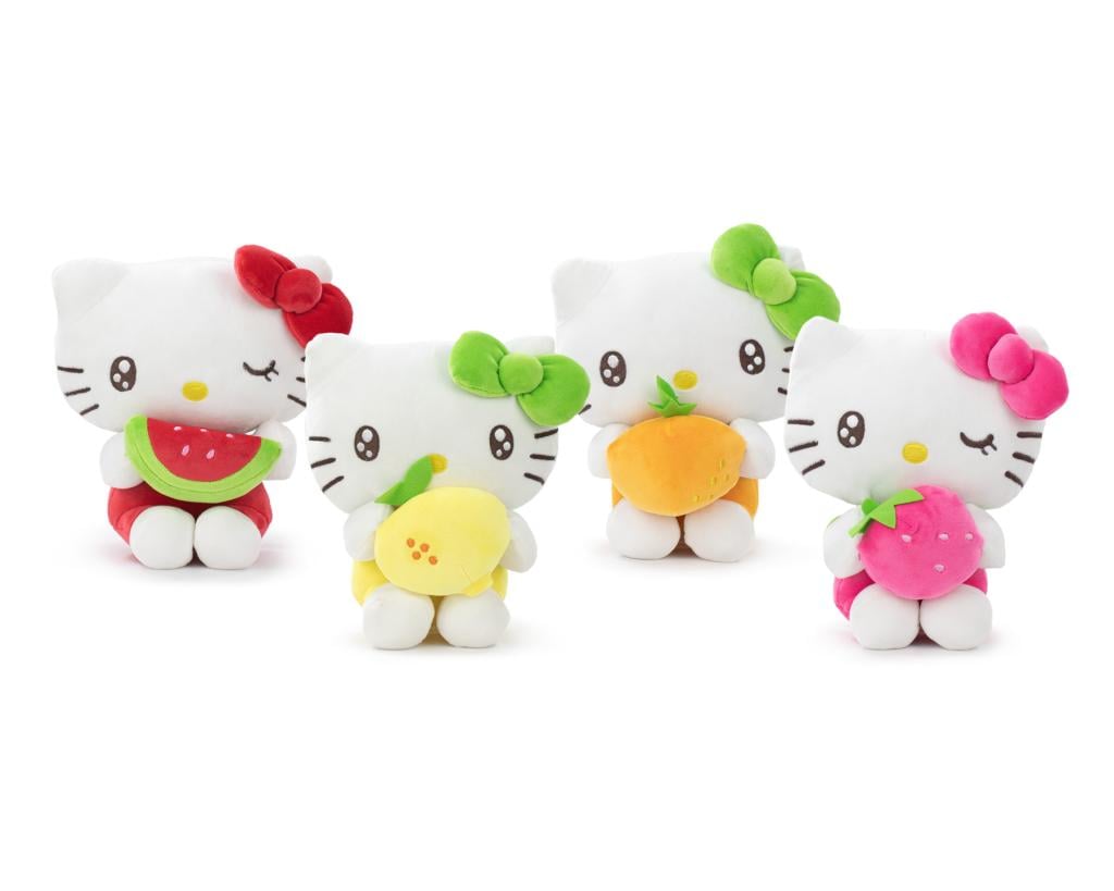 HELLO KITTY - Fruits - Assortiment de 12 Peluches - 4 Modèles - 22cm