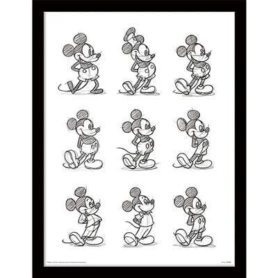 MICKEY MOUSE - Multi Sketchs - Impression encadrée 30x40cm
