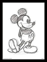 DISNEY - Framed 30X40 Print - Mickey Mouse Sketched Single
