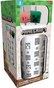MINECRAFT - Pack Verre XXL Premium 485ml + 2 Pailles en Métal