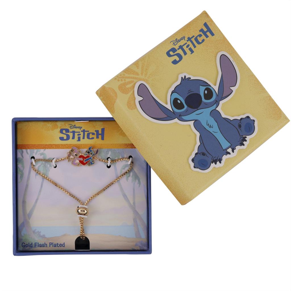 STITCH & ANGEL - Bracelet Doré avec Pendentif Stitch 7mm