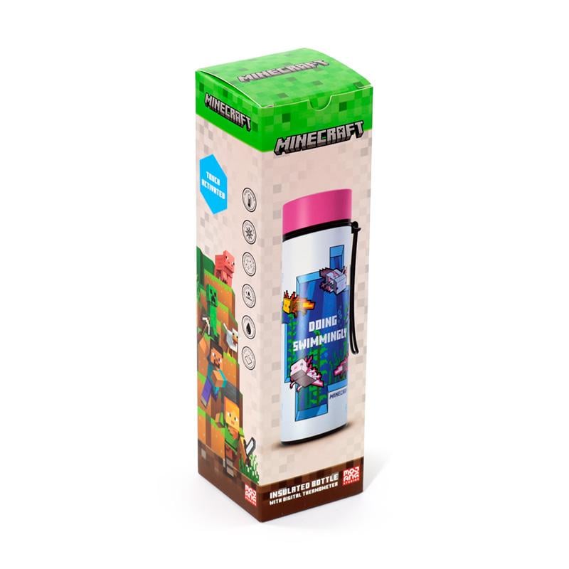 MINECRAFT - Axolotl -Bouteille Hot & Cold Isotherme+Thermomètre 450 ml
