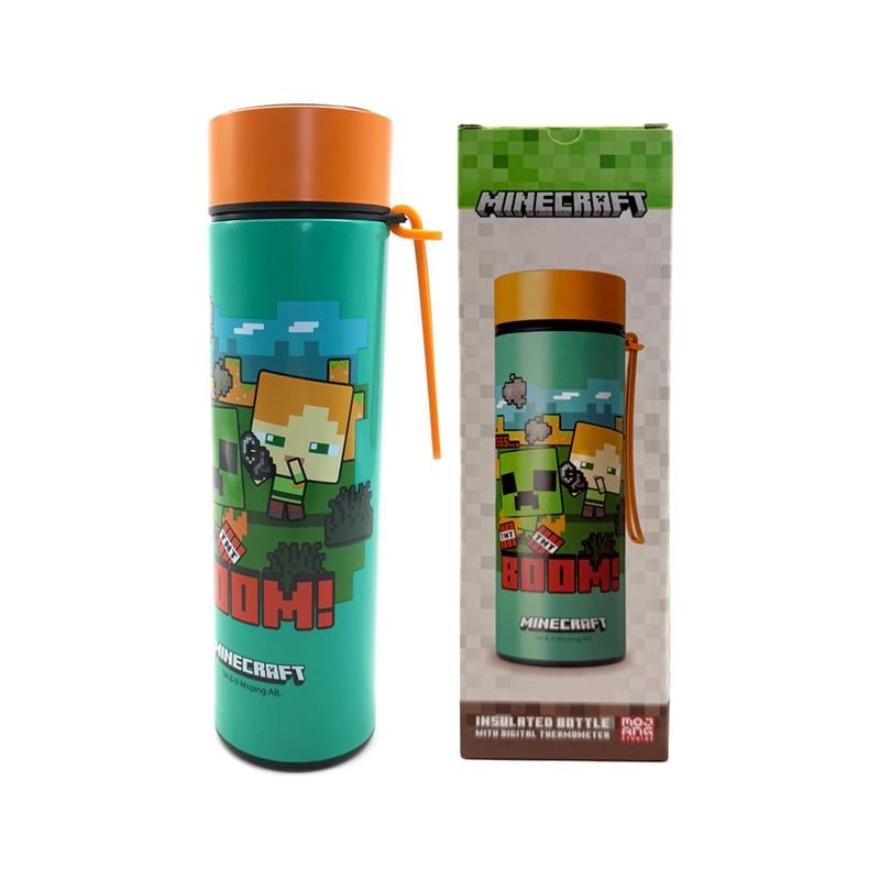 MINECRAFT - Boom - Bouteille Hot & Cold Isotherme +Thermomètre 450 ml