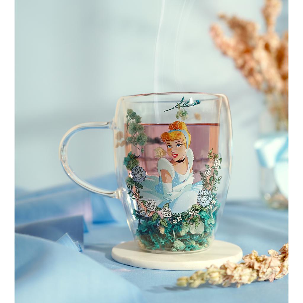 DISNEY PRINCESSES - Cendrillon - Verre avec Fleurs Sechées 300ml