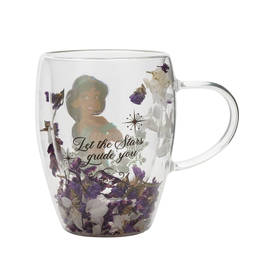 DISNEY PRINCESSES - Jasmine - Verre avec Fleurs Sechées 300ml