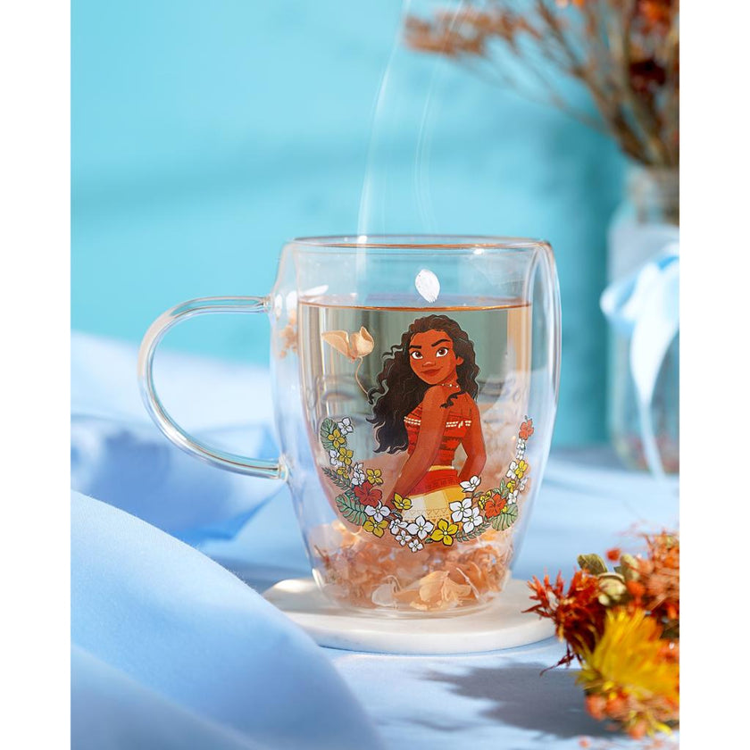 DISNEY PRINCESSES - Vaiana - Verre avec Fleurs Sechées 300ml