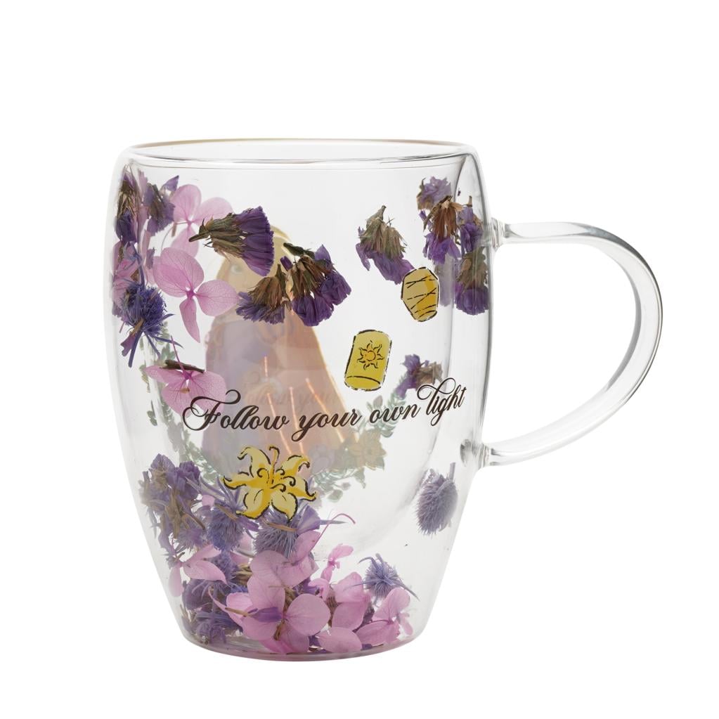 DISNEY PRINCESSES - Raiponce - Verre avec Fleurs Sechées 300ml
