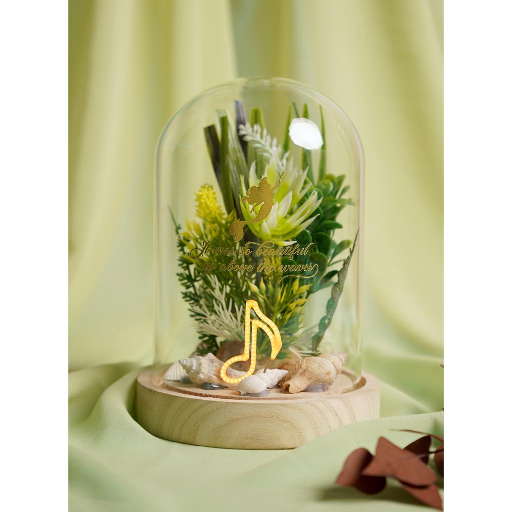 DISNEY PRINCESSES - Ariel - Cloche Florale avec Lumière Néon