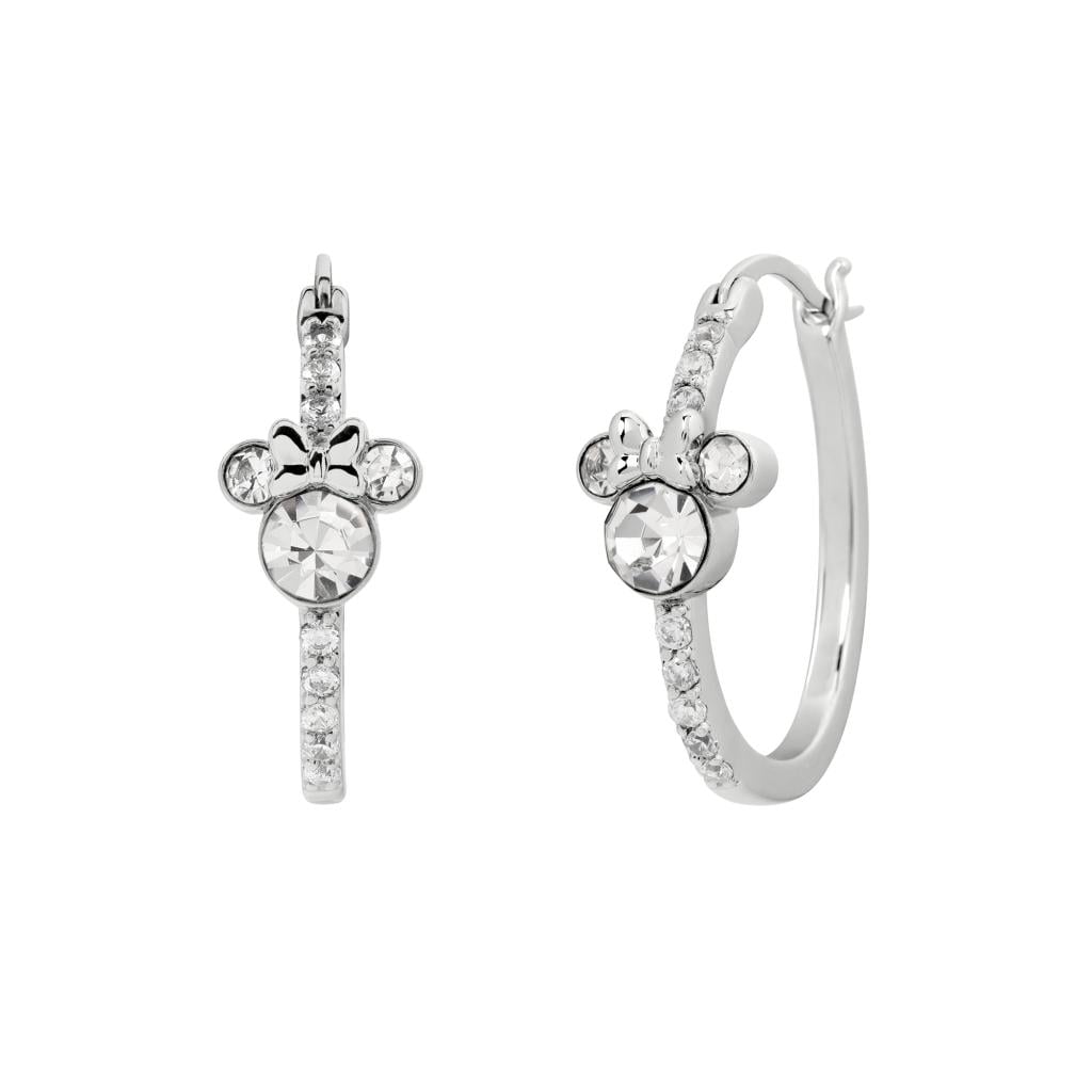 MINNIE - 1 Paire d'Anneaux d'Oreilles Serti en Laiton Plaqué Argent
