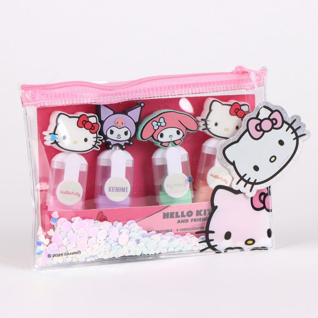 HELLO KITTY & Friends - Pack de 4 mini Surligneurs "head"