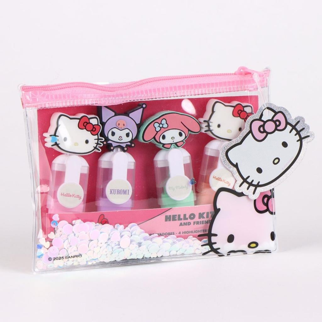 HELLO KITTY & Friends - Pack de 4 mini Surligneurs "head"