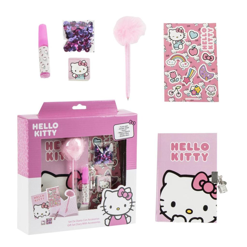 HELLO KITTY - Set de Papeterie - Journal + accessoires 6pc.