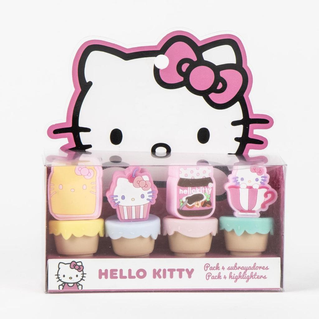 HELLO KITTY - Pack de 4 mini Surligneurs "food"