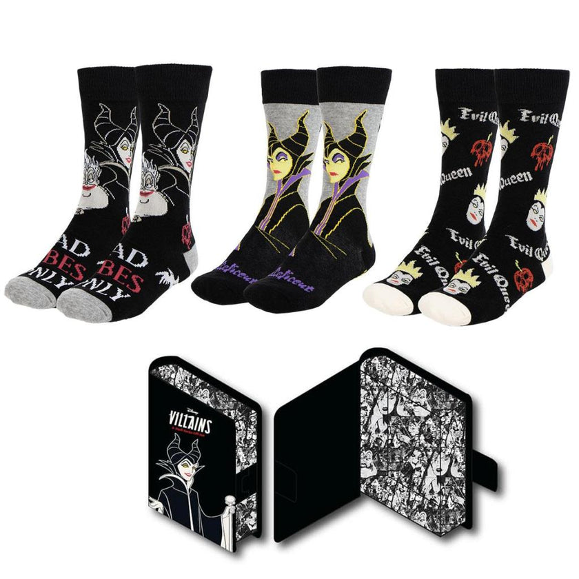 DISNEY VILLAINS - Pack de 3 Paires de Chaussettes (Taille 36-43)