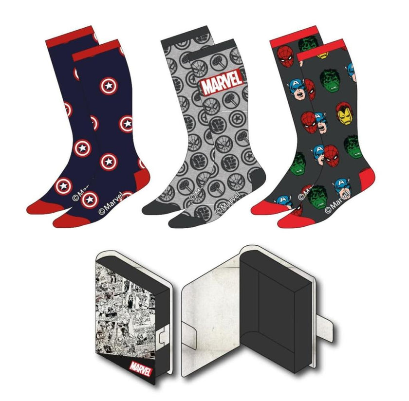 MARVEL - Pack de 3 Paires de Chaussettes (Taille 38-45)