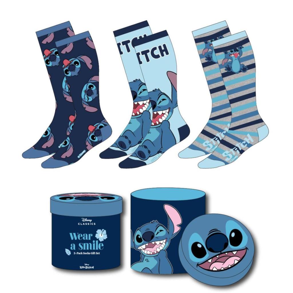 STITCH - Happy - Pack de 3 Paires de Chaussettes (Taille 36-43)