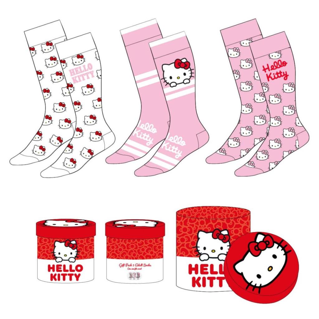 HELLO KITTY - Pack de 3 Paires de Chaussettes (Taille 36-43)
