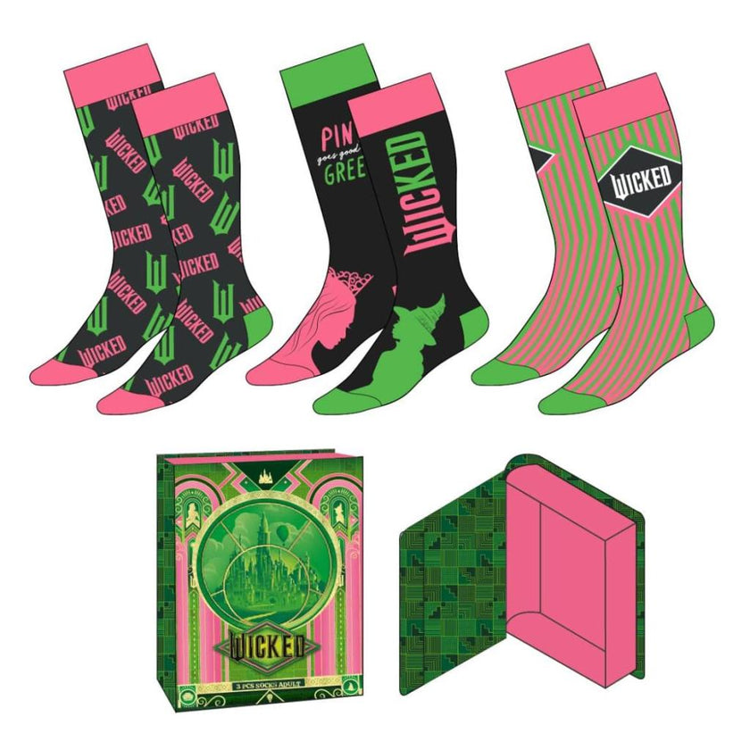 WICKED - Duo - Pack de 3 Paires de Chaussettes (Taille 36-43)