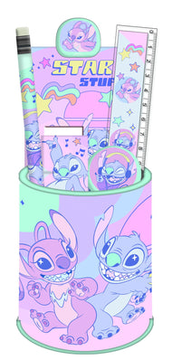 STITCH & ANGEL - Set de Papeterie + Pot à Crayon - 7pc.