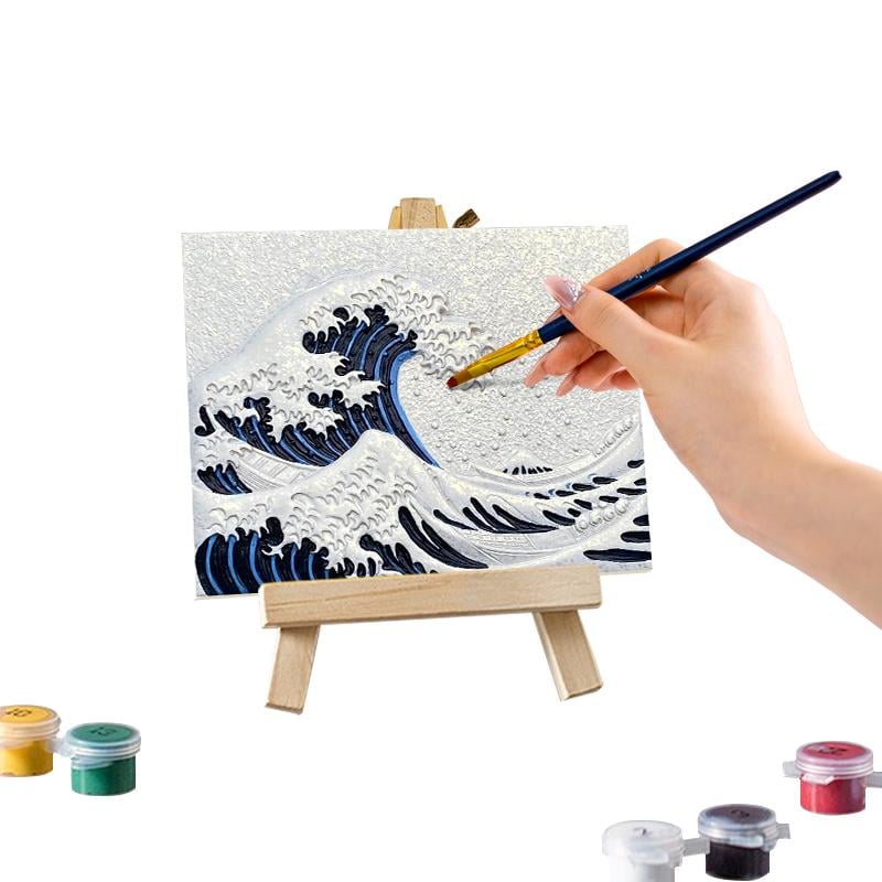 Peinture 3D en résine DIY - Grande Vague de Kanagawa - 13.5x10cm