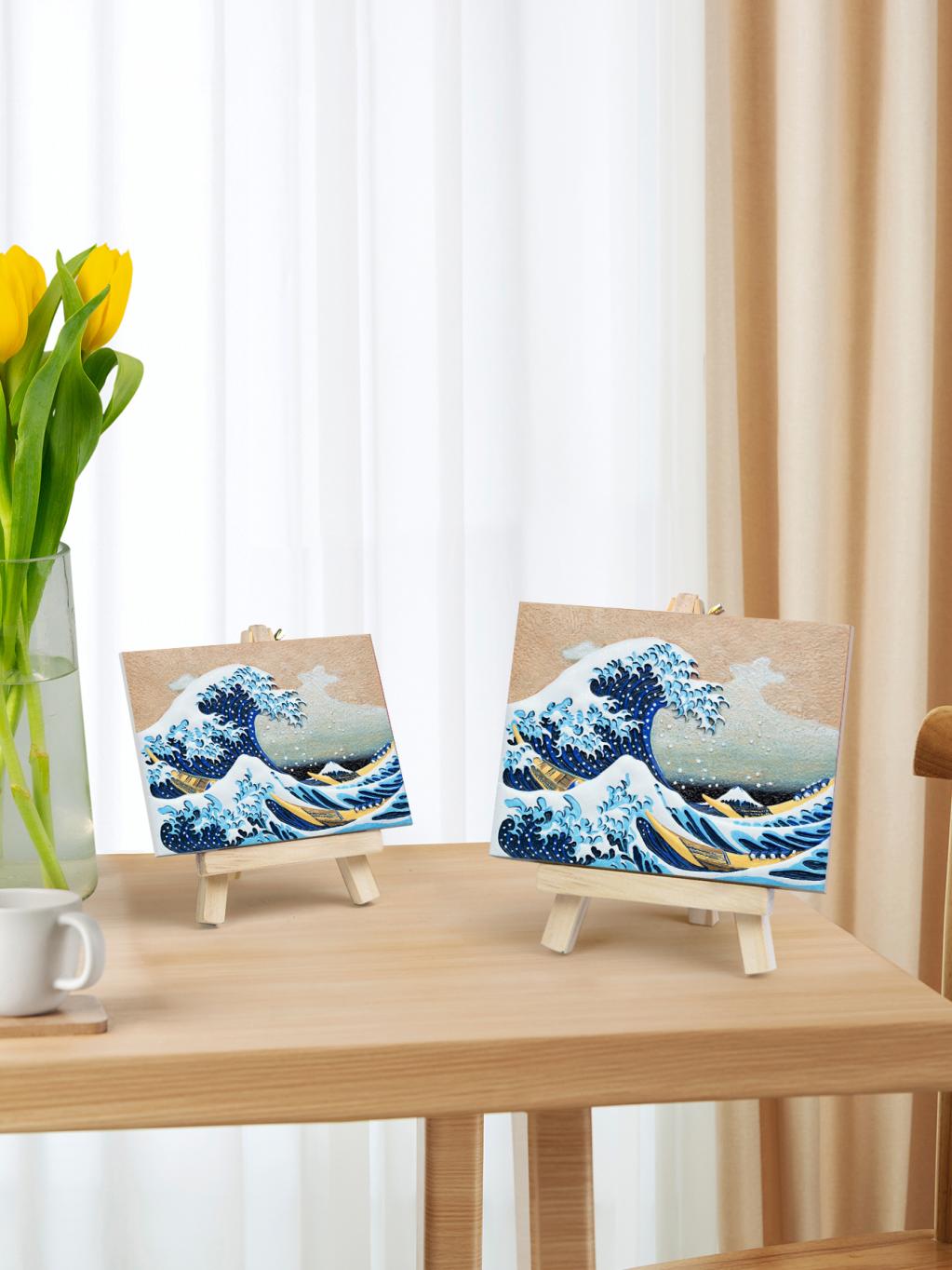 Peinture 3D en résine DIY - Grande Vague de Kanagawa - 13.5x10cm