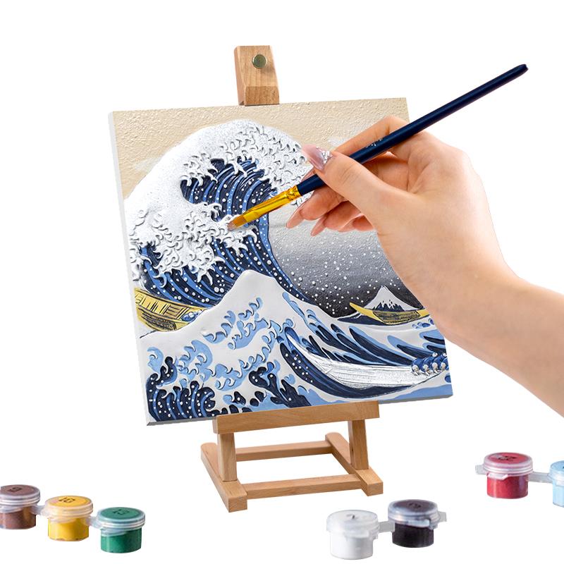 Peinture 3D en résine DIY - Grande vague Kanagawa - 34x34cm