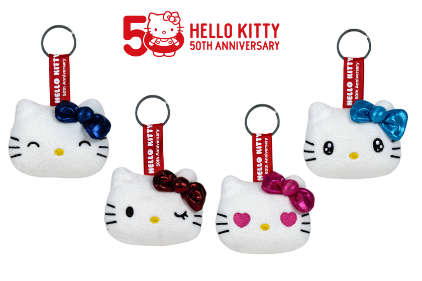 HELLO KITTY - Assortiment de 24 Porte-Clés Peluches - 4 modèles - 7cm