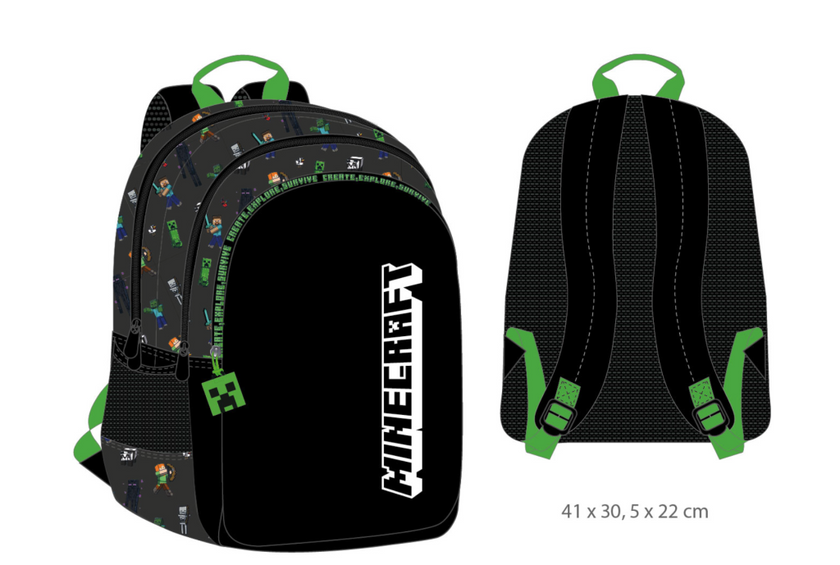 MINECRAFT - Sac à Dos 3 Compartiments '41x30x22cm'