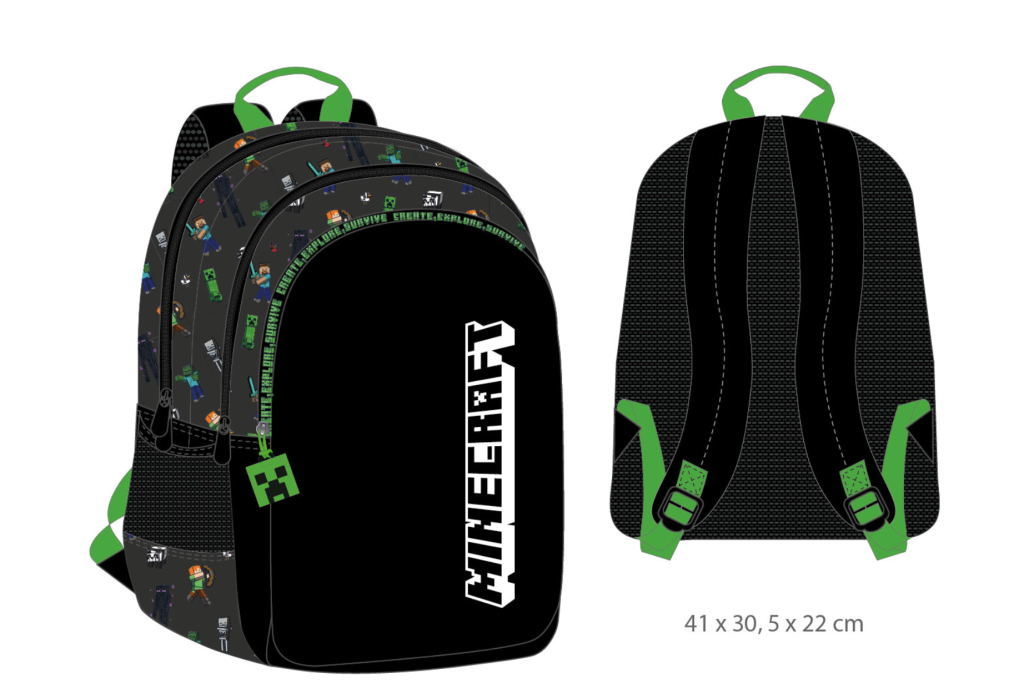 MINECRAFT - Sac à Dos 3 Compartiments '41x30x22cm'