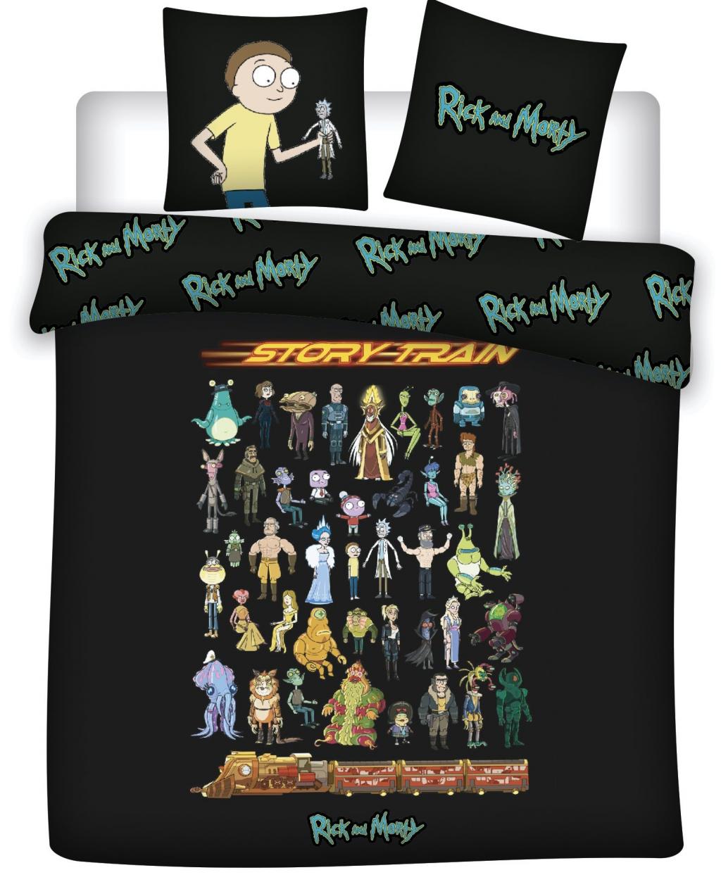RICK & MORTY - Parure de lit 240x220cm - Story Train '100% Coton'