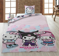 HELLO KITTY -Hello Kitty and Friend -Parure de lit 140x200cm + 65x65cm