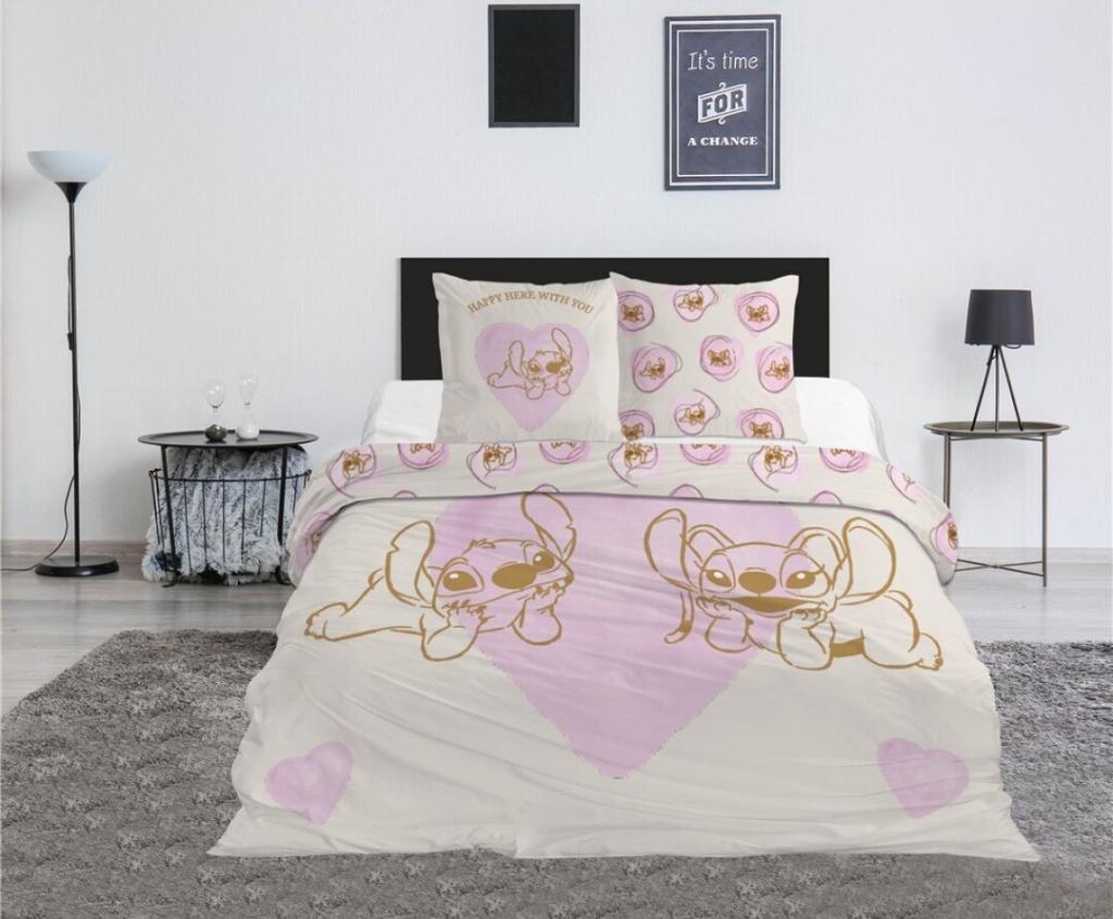 LILO & STITCH - Parure de lit 240x220cm + 2x65x65cm - Stitch & Angel