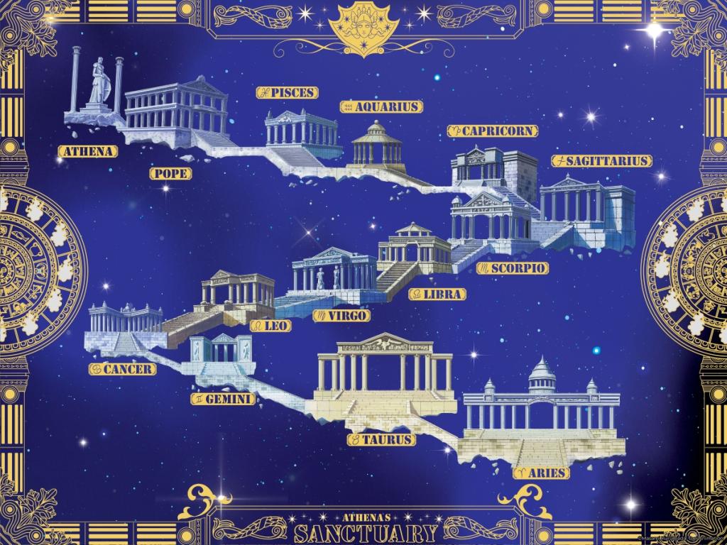 SAINT SEIYA - 12 Maisons Chevaliers D'Or - Golden Poster 30x40cm