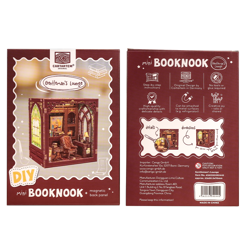 MINI BOOK NOOK KIT - DIY- Salon pour Gentlemen - Avec Aimants