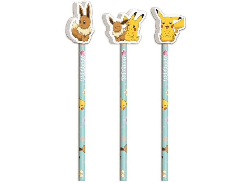 POKEMON - Collection Flower - Set de 3 Crayons avec Topper