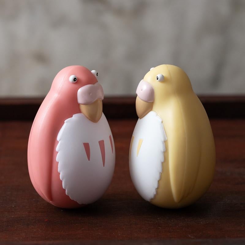 LE GARCON ET LE HERON - Perruches Rouge & Jaune - 2 Figurine 7.6cm