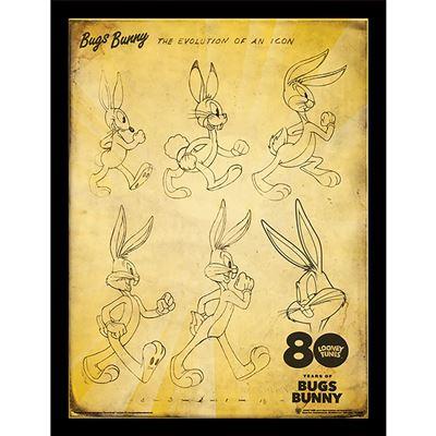 BUGS BUNNY - Evolution d'une Icone - Impression encadrée 30x40cm