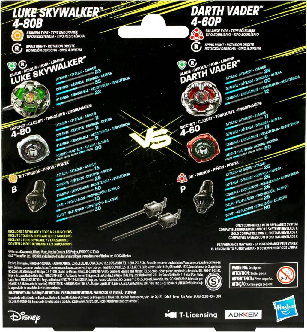 BEYBLADE X - Star Wars Luke 4-80B & Dark Vador 4-60P Dual Pack