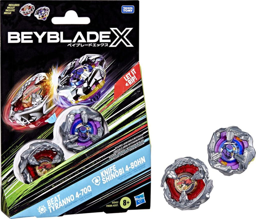 BEYBLADE X - Beat Tyranno 4-70Q & Knife Shinobi 4-80HN Dual Pack