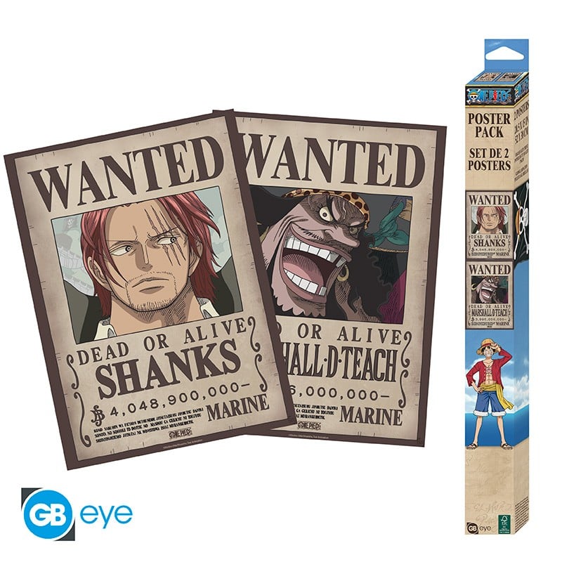 ONE PIECE - Wanted Shanks & Barbe Noire - Set de 2 posters '52x38'