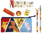 POKEMON - Set de Papeterie avec une Trousse Triple & Stickers - 7pc