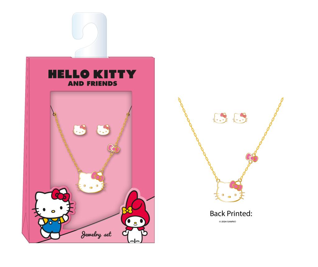 HELLO KITTY - Set Collier + 1 Paire de Boucles d'oreilles - 3 Pc.