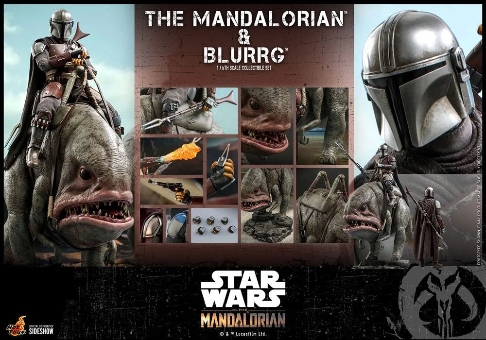 STAR WARS - Mandalorian & Blurrg - Pack de 2 figurines 37cm