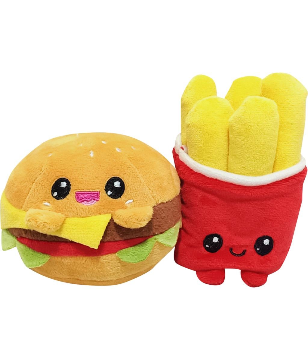 YUMMIES - Burger & Frites - 2 Peluche 15cm dans sac en peluche 21x21cm