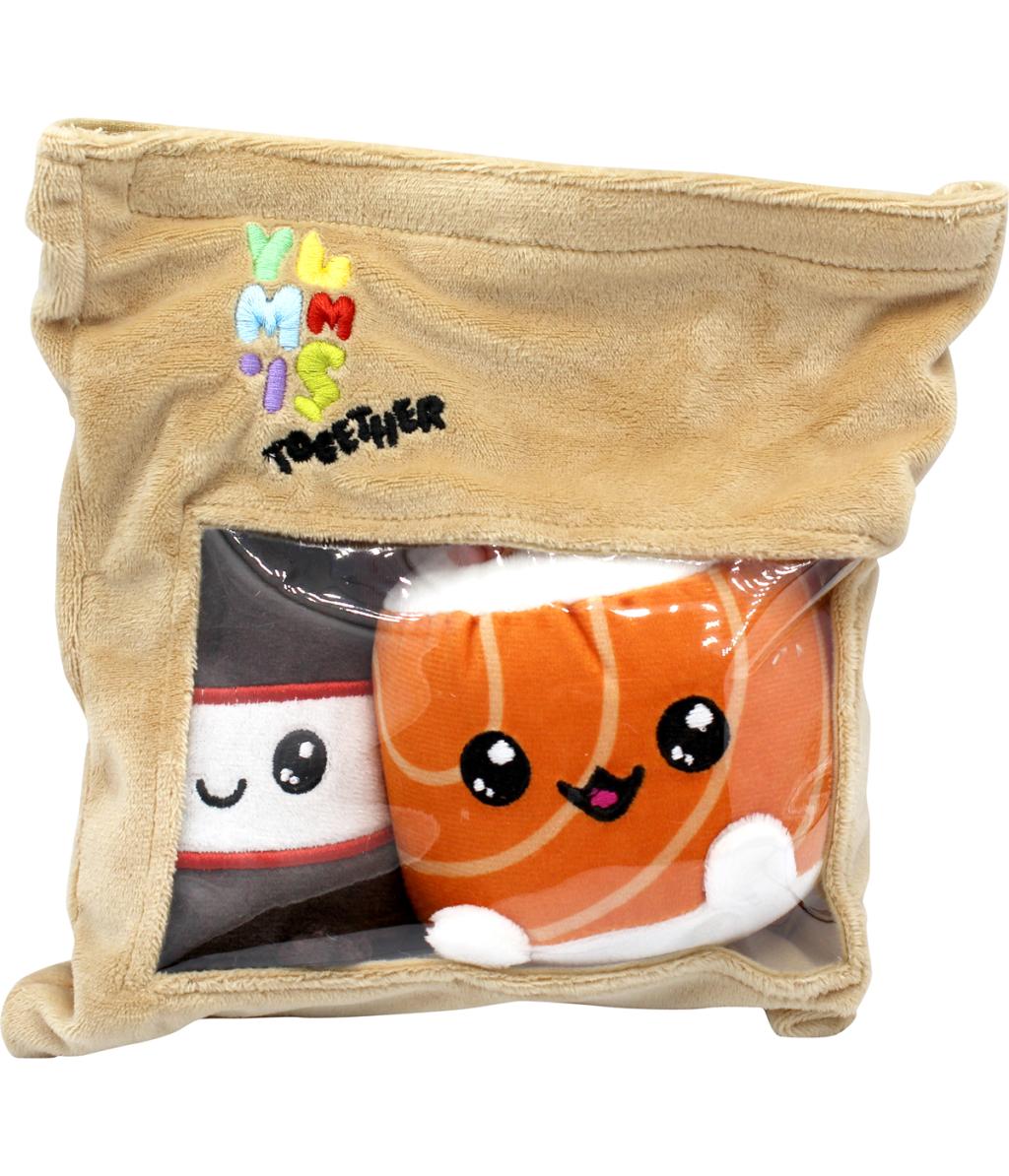 YUMMIES - Uramaki & Soya - 2 Peluche 15cm dans sac en peluche 21x21cm