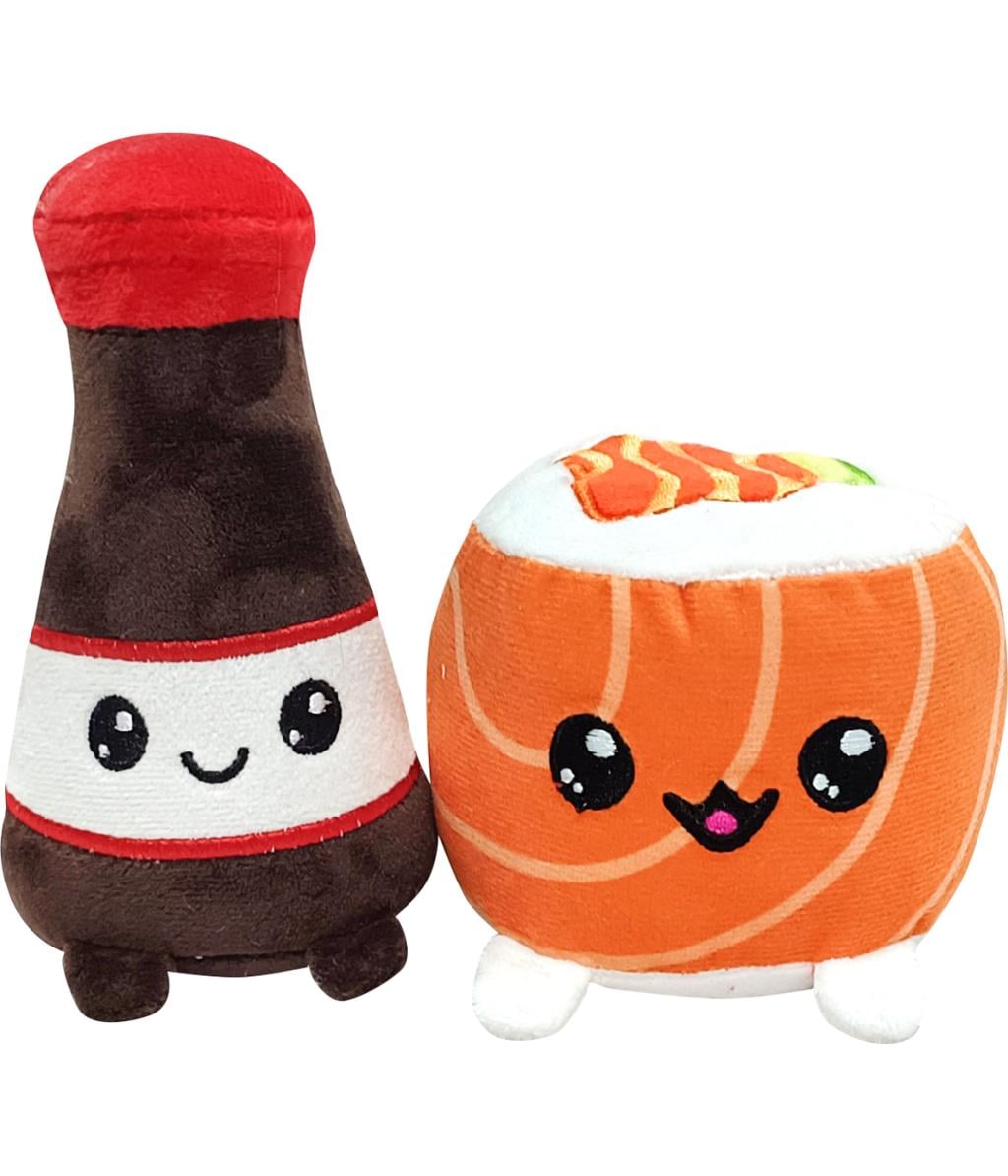 YUMMIES - Uramaki & Soya - 2 Peluche 15cm dans sac en peluche 21x21cm